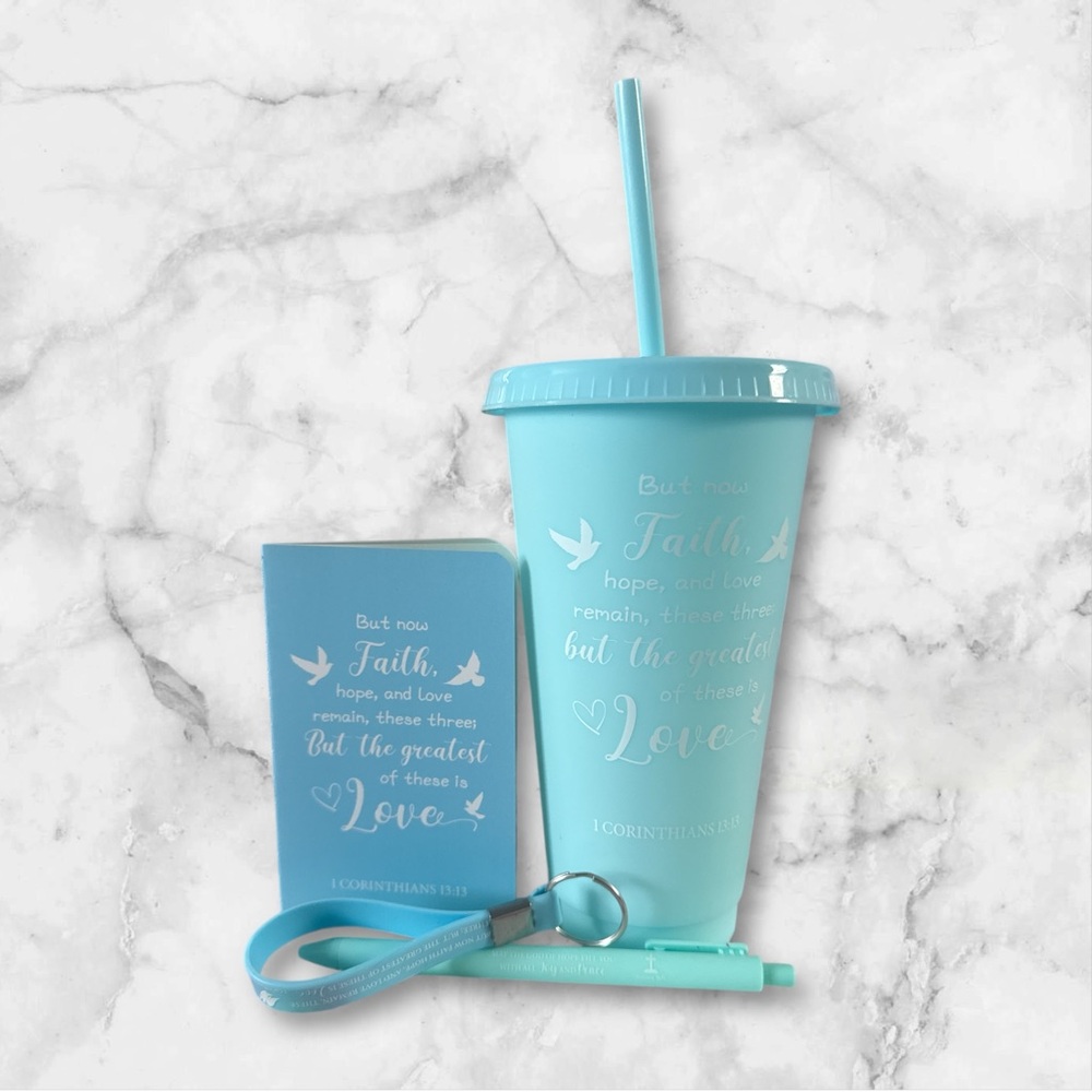 Inspirational Blue Cup Bundle Set NWOT